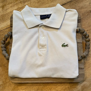 Vintage Izod Boy’s L (14/16) White 60/40 Cotton/Poly Blend Pique Knit Polo Shirt